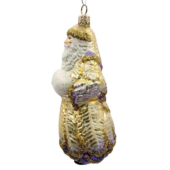 Patricia Breen Plumed Santa Claus Lavender Christmas Holiday Tree Ornament - Picture 6 of 8